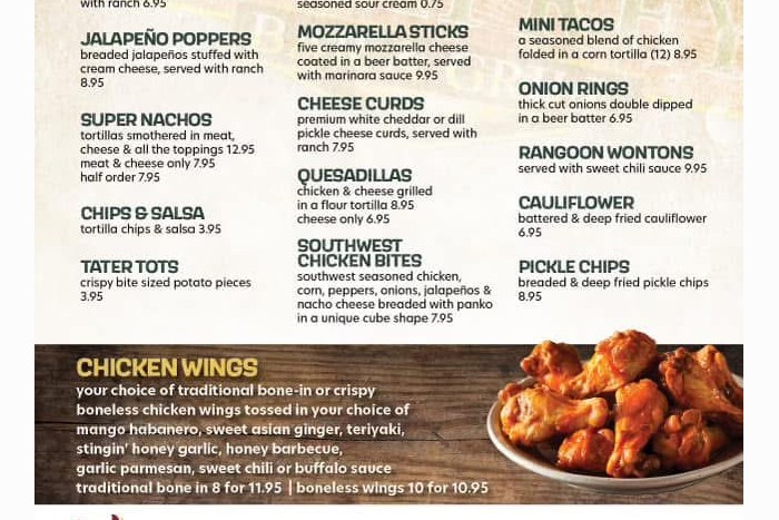 Appetizers, Wings and Wraps